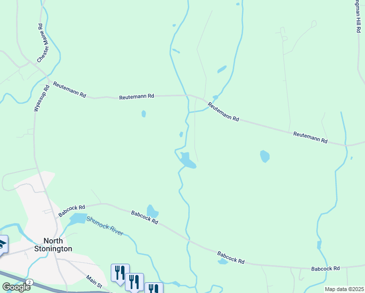 map of restaurants, bars, coffee shops, grocery stores, and more near 70H Reutemann Road in North Stonington