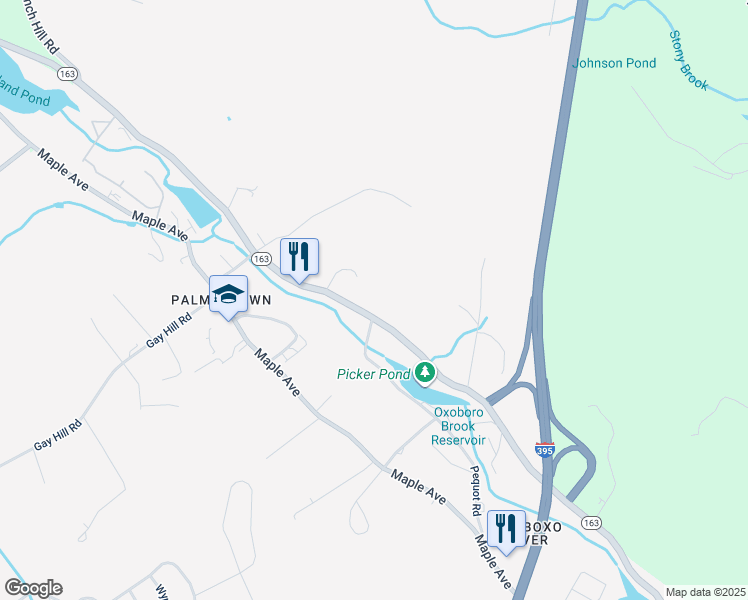 map of restaurants, bars, coffee shops, grocery stores, and more near 253 Connecticut 163 in Montville