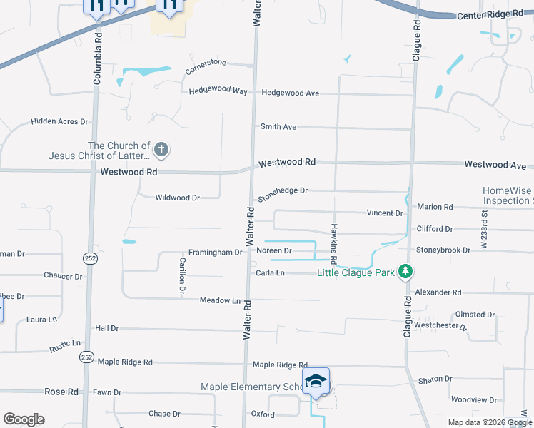 map of restaurants, bars, coffee shops, grocery stores, and more near 2755 Walter Road in North Olmsted