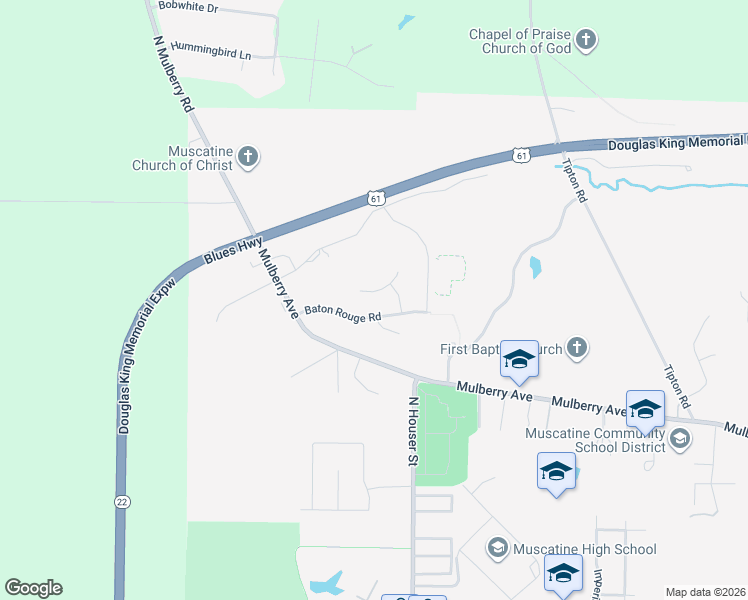 map of restaurants, bars, coffee shops, grocery stores, and more near 3317 Anastasia Pl in Muscatine
