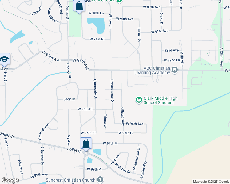 map of restaurants, bars, coffee shops, grocery stores, and more near 9336-9350 Villagio Way in Saint John