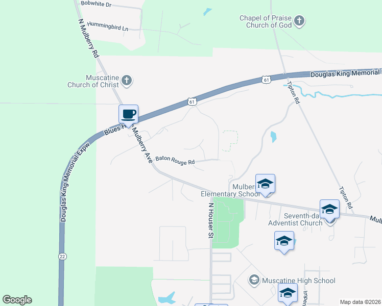 map of restaurants, bars, coffee shops, grocery stores, and more near 3317 Anastasia Pl in Muscatine