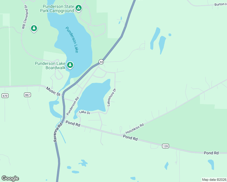 map of restaurants, bars, coffee shops, grocery stores, and more near 15455 Lakeshore Drive in Burton