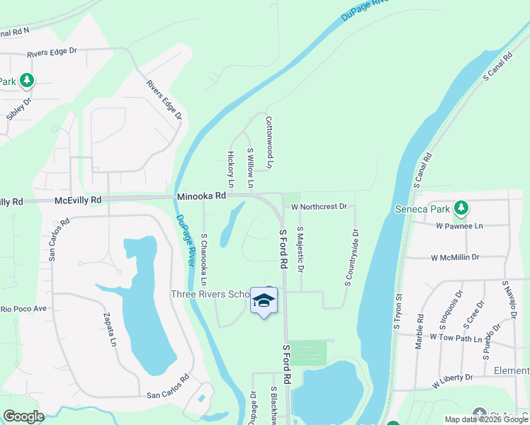 map of restaurants, bars, coffee shops, grocery stores, and more near 23929 South Lakeview Drive in Minooka