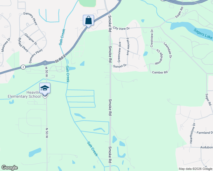 map of restaurants, bars, coffee shops, grocery stores, and more near 2252 Smoke Road in Valparaiso