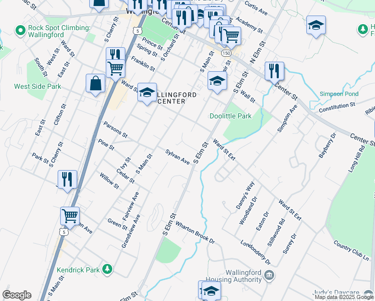 map of restaurants, bars, coffee shops, grocery stores, and more near 7901 Elm Hill Drive in Wallingford
