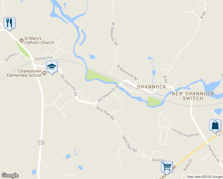 map of restaurants, bars, coffee shops, grocery stores, and more near 152 Old Shannock Road in Charlestown