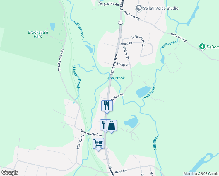 map of restaurants, bars, coffee shops, grocery stores, and more near 4276 Whitney Avenue in Hamden