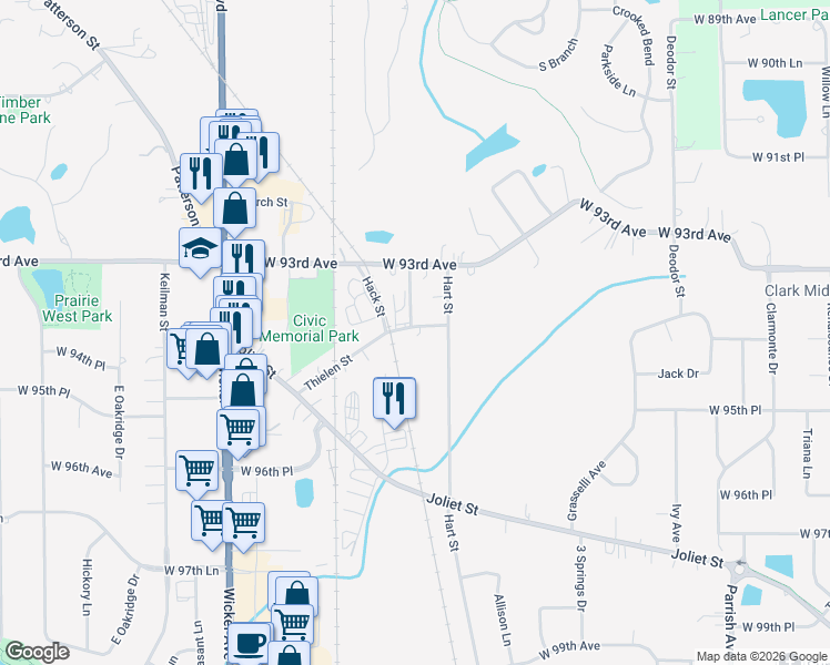 map of restaurants, bars, coffee shops, grocery stores, and more near 10603 Thielen Street in Saint John