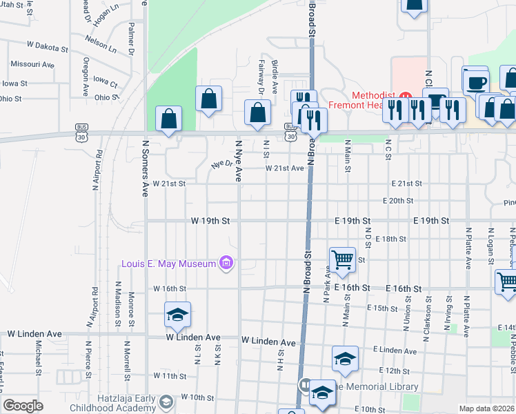 map of restaurants, bars, coffee shops, grocery stores, and more near 439 West 20th Street in Fremont