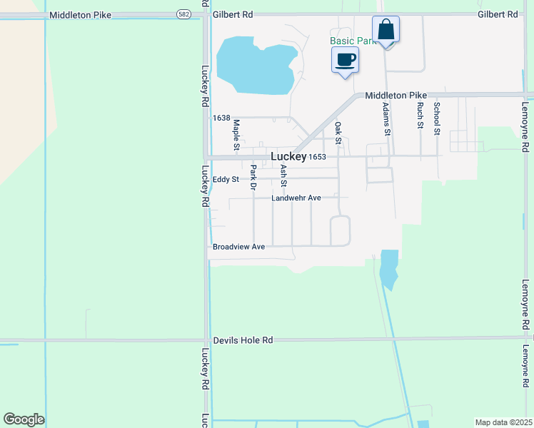 map of restaurants, bars, coffee shops, grocery stores, and more near 333 Wayne Avenue in Luckey