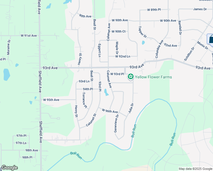 map of restaurants, bars, coffee shops, grocery stores, and more near 9421 Calumet Street in Dyer