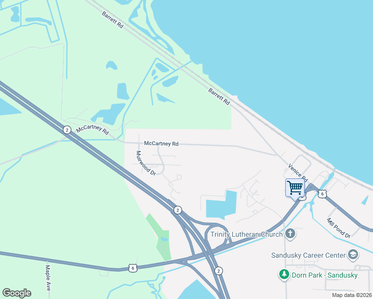 map of restaurants, bars, coffee shops, grocery stores, and more near 5504 McCartney Road in Sandusky