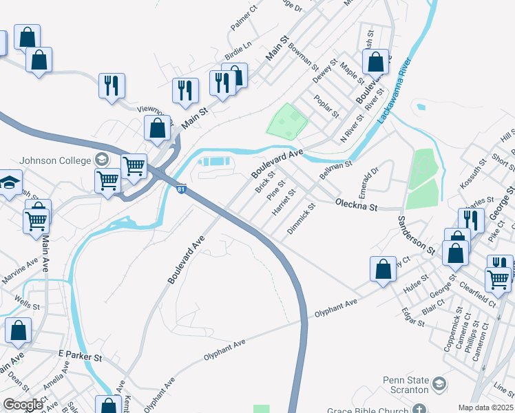 map of restaurants, bars, coffee shops, grocery stores, and more near 125 Pine St in Throop