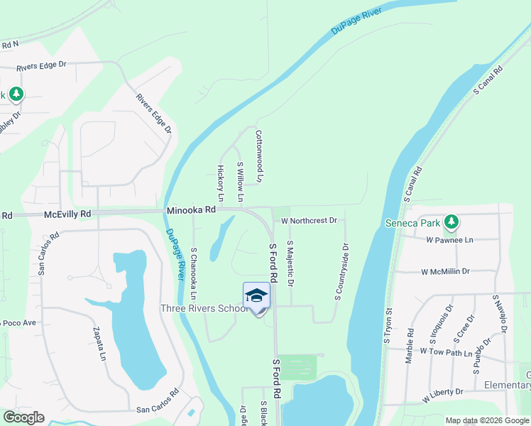 map of restaurants, bars, coffee shops, grocery stores, and more near 23929 South Lakeview Drive in Minooka