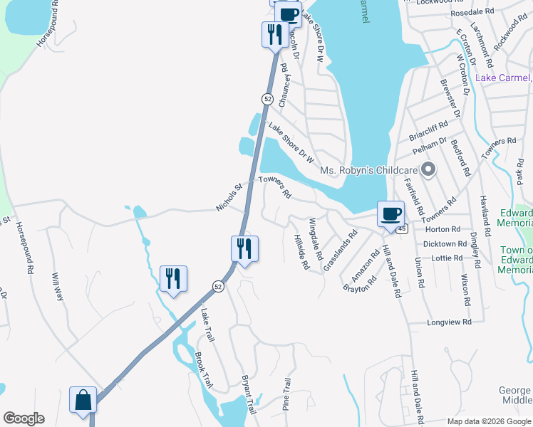 map of restaurants, bars, coffee shops, grocery stores, and more near 3 Jay Road in Carmel Hamlet