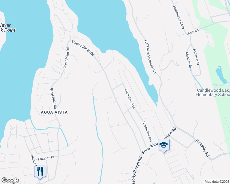 map of restaurants, bars, coffee shops, grocery stores, and more near 205 Stadley Rough Road in Danbury