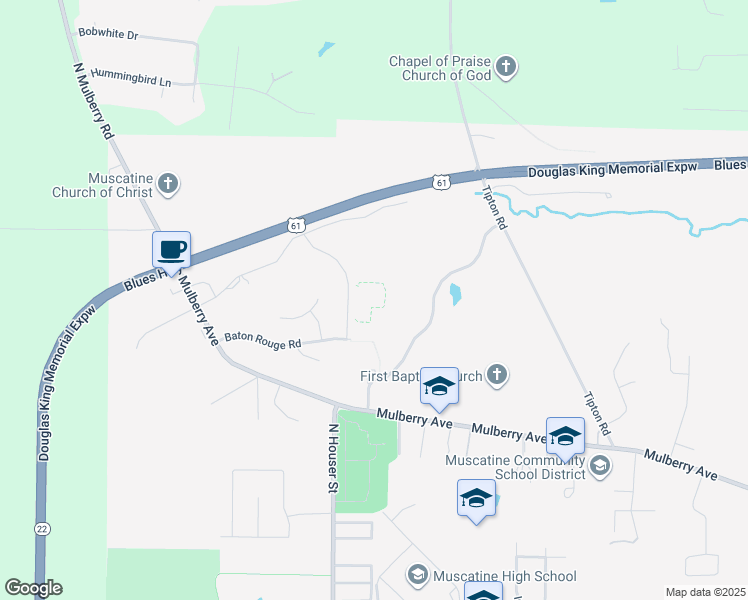 map of restaurants, bars, coffee shops, grocery stores, and more near 3515 Diana Queen Drive in Muscatine