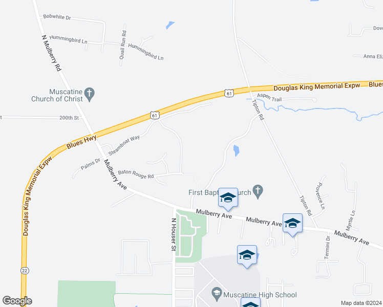 map of restaurants, bars, coffee shops, grocery stores, and more near 3515 Diana Queen Drive in Muscatine