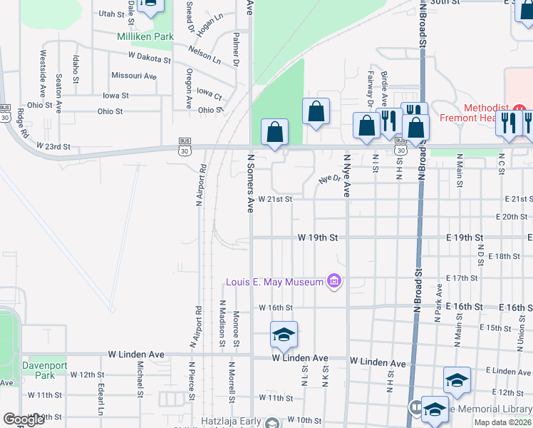 map of restaurants, bars, coffee shops, grocery stores, and more near 1941 North Keene Avenue in Fremont