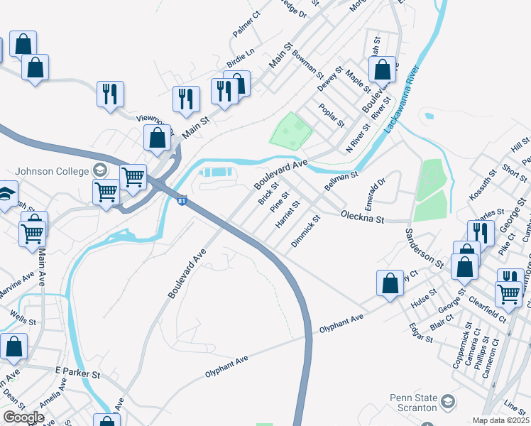 map of restaurants, bars, coffee shops, grocery stores, and more near 125 Pine Street in Throop