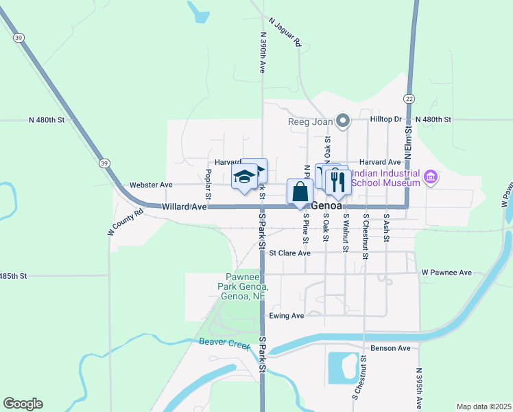map of restaurants, bars, coffee shops, grocery stores, and more near 816 Willard Avenue in Genoa