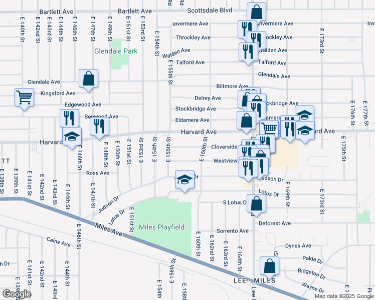 map of restaurants, bars, coffee shops, grocery stores, and more near 15811 Westview Avenue in Cleveland