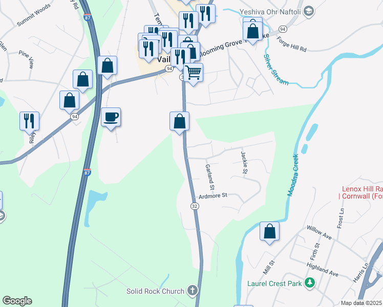 map of restaurants, bars, coffee shops, grocery stores, and more near 1 Jacqueline Street in New Windsor