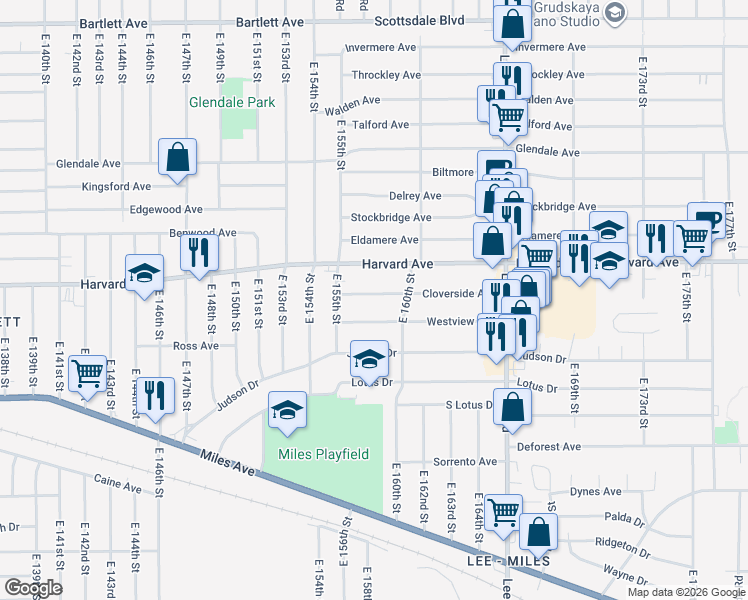 map of restaurants, bars, coffee shops, grocery stores, and more near 15811 Westview Avenue in Cleveland