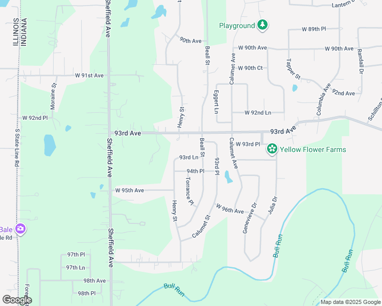 map of restaurants, bars, coffee shops, grocery stores, and more near 14657 93rd Ave in Dyer