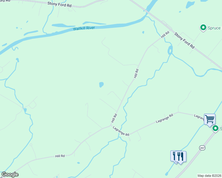 map of restaurants, bars, coffee shops, grocery stores, and more near 22 Hulle Lane in Campbell Hall