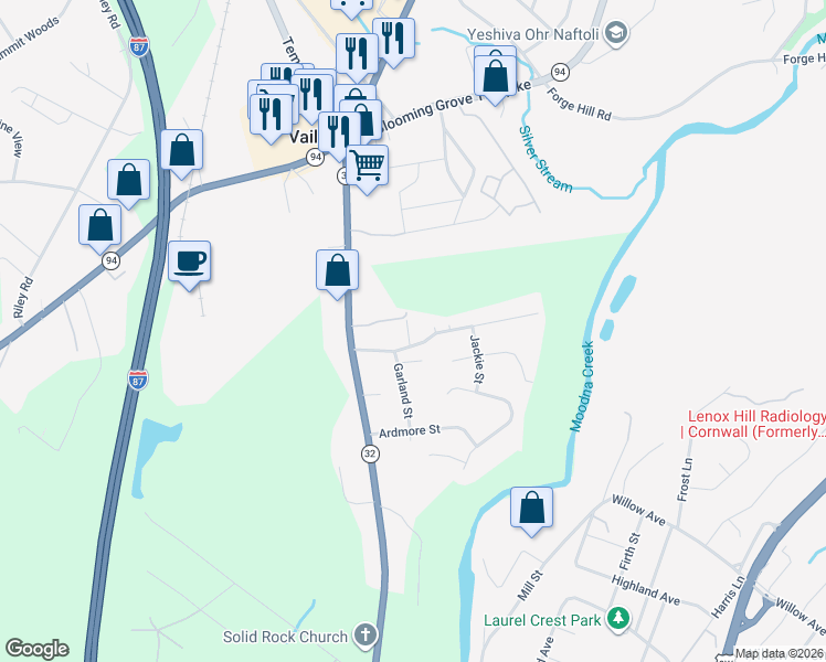 map of restaurants, bars, coffee shops, grocery stores, and more near 6 Lazaroff Place in New Windsor