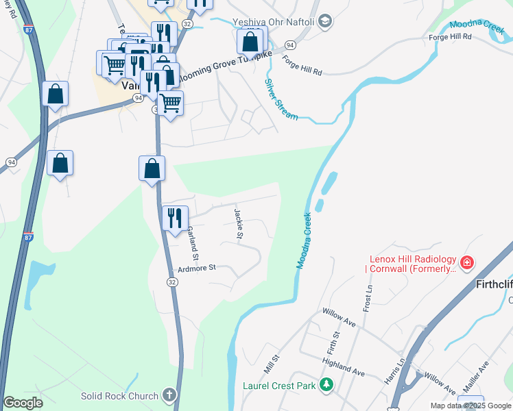 map of restaurants, bars, coffee shops, grocery stores, and more near 69 Jacqueline Street in New Windsor