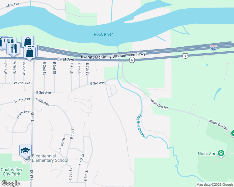 map of restaurants, bars, coffee shops, grocery stores, and more near 11814 78 Avenue in Coal Valley