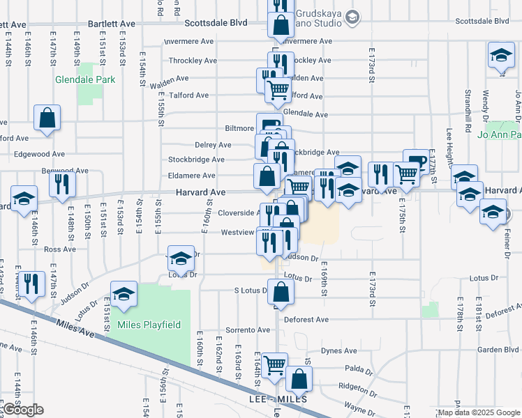 map of restaurants, bars, coffee shops, grocery stores, and more near in Cleveland