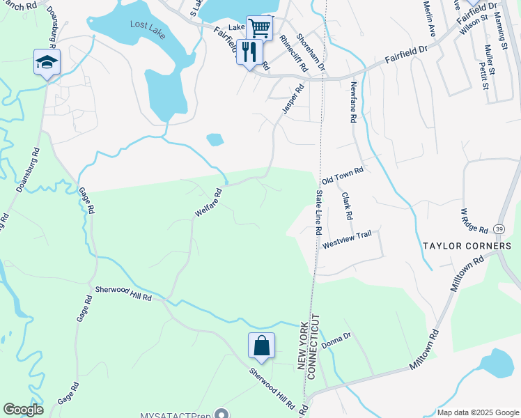 map of restaurants, bars, coffee shops, grocery stores, and more near 11 Equestrian Acres Lane in Brewster