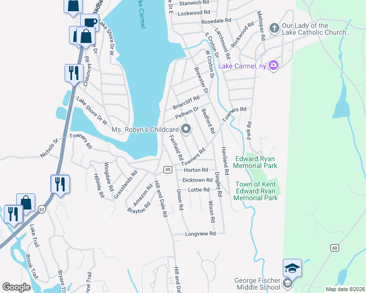 map of restaurants, bars, coffee shops, grocery stores, and more near 17 Heathcote Road in Carmel Hamlet