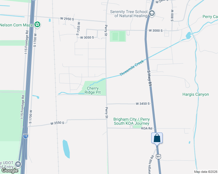 map of restaurants, bars, coffee shops, grocery stores, and more near 3315 Perry Street in Brigham City