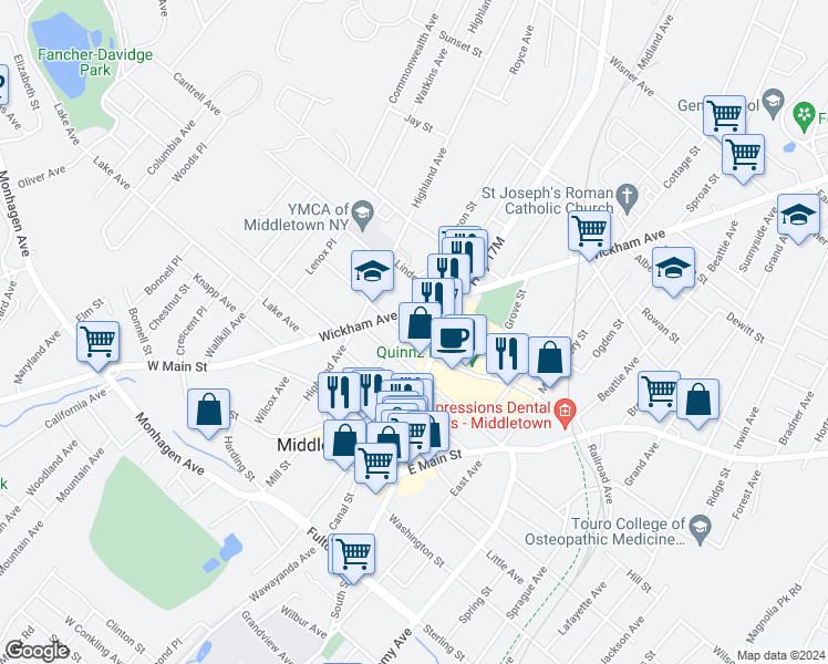 map of restaurants, bars, coffee shops, grocery stores, and more near 37 Linden Avenue in Middletown