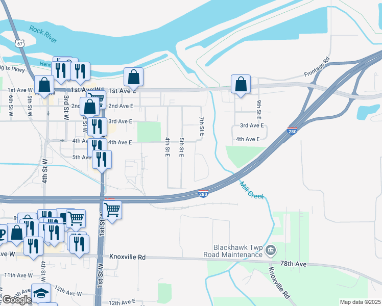 map of restaurants, bars, coffee shops, grocery stores, and more near 336-364 6th Street East in Milan