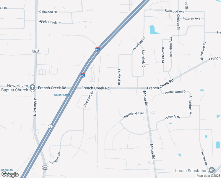 map of restaurants, bars, coffee shops, grocery stores, and more near 5545 French Creek Road in Sheffield Lake