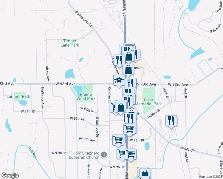 map of restaurants, bars, coffee shops, grocery stores, and more near 9329 Keilman Street in Saint John