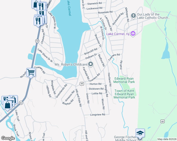 map of restaurants, bars, coffee shops, grocery stores, and more near 17 Heathcote Road in Carmel Hamlet
