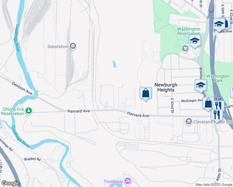 map of restaurants, bars, coffee shops, grocery stores, and more near 3986 East 26th Street in Newburgh Heights