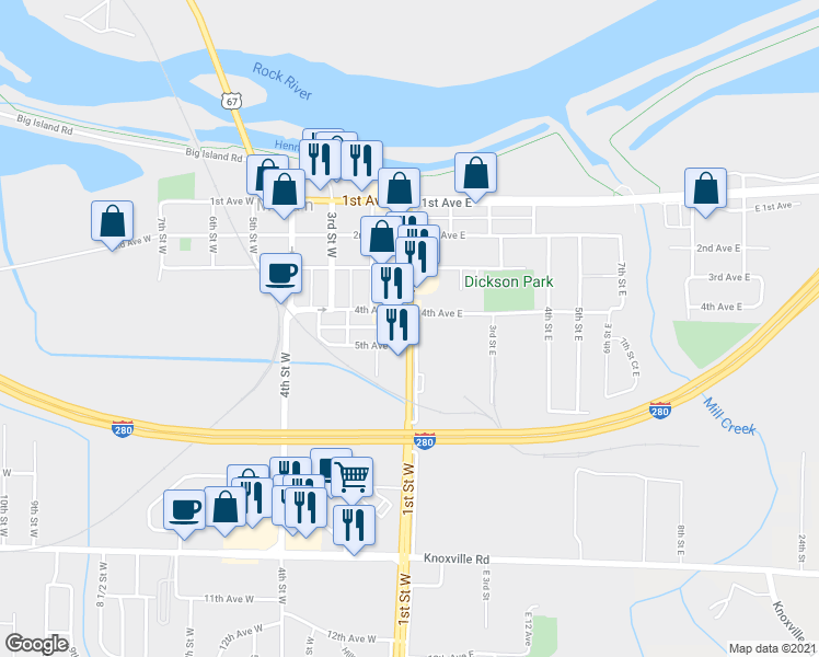 map of restaurants, bars, coffee shops, grocery stores, and more near 420 1st Street West in Milan