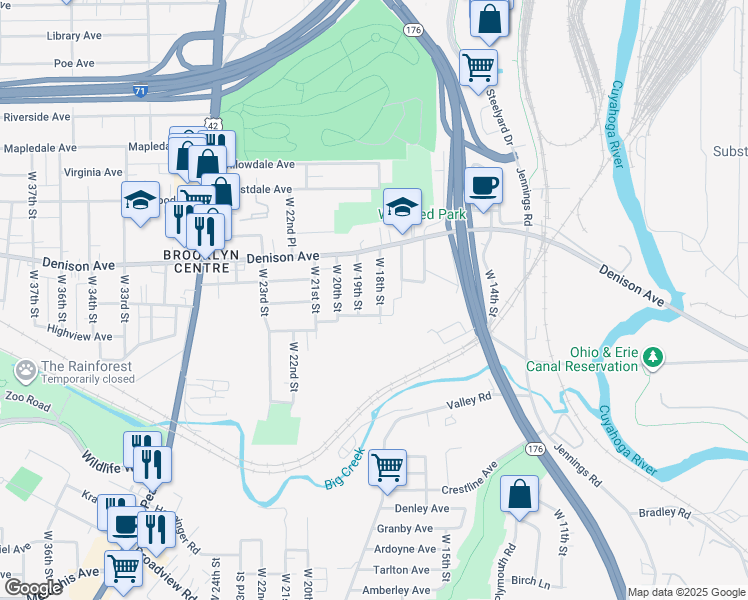 map of restaurants, bars, coffee shops, grocery stores, and more near 3898 West 18th Street in Cleveland