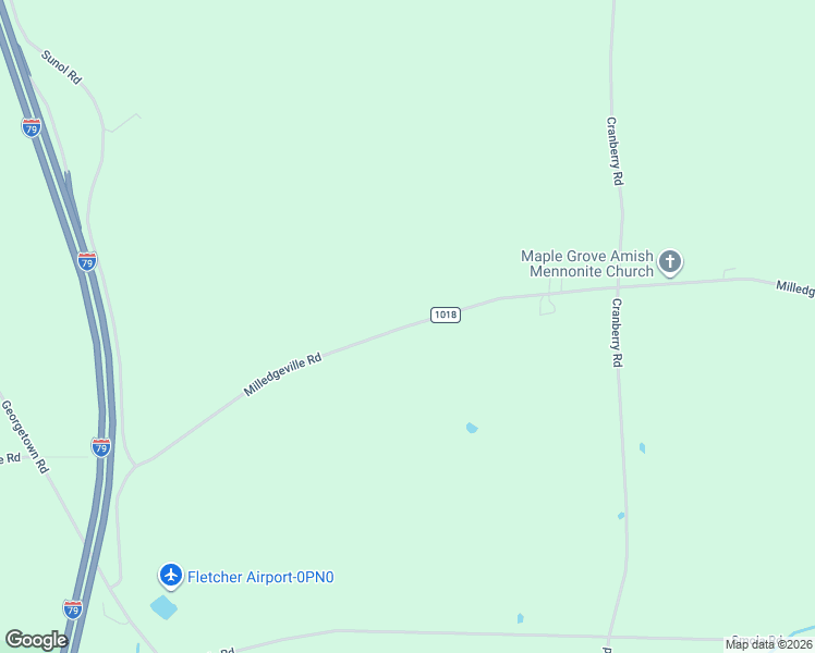 map of restaurants, bars, coffee shops, grocery stores, and more near 734 Milledgeville Road in Hadley