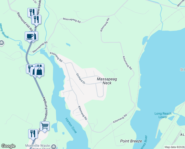 map of restaurants, bars, coffee shops, grocery stores, and more near 4 Cortland Place in Montville