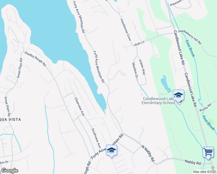 map of restaurants, bars, coffee shops, grocery stores, and more near 18 Old Forty Acre Mountain Road in Danbury