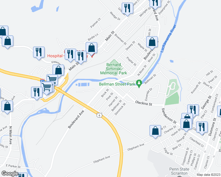 map of restaurants, bars, coffee shops, grocery stores, and more near 176 Brick Street in Throop